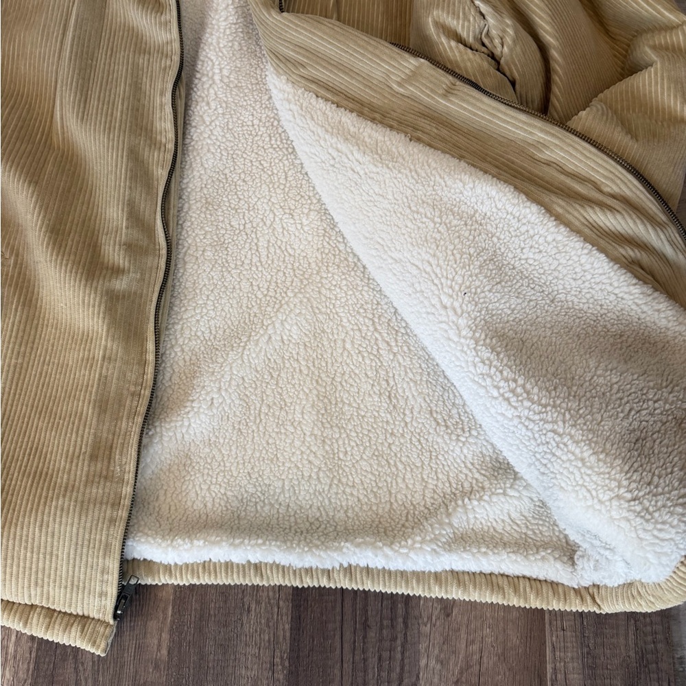Vintage Jordin Sportswear jacket men's khaki Sherpa 100% cotton lining size XL - Picture 5 of 7
